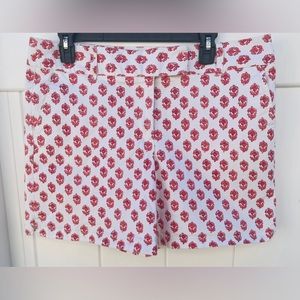 Ann Taylor Loft Riviera Shorts Size 12 White Red Floral